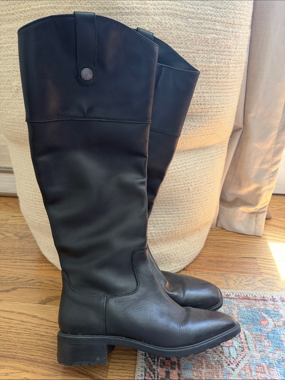 Sam Edelman Black Tall Leather Riding Boots